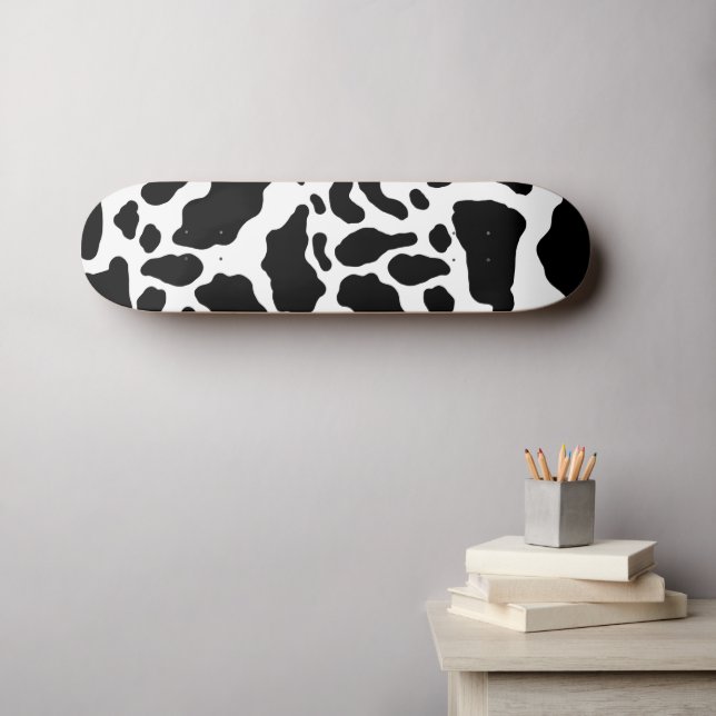 Black and White Cow Print Skateboard (Wall Art (Horz))
