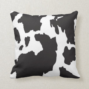 Black and White Cow Print Throw Pillow