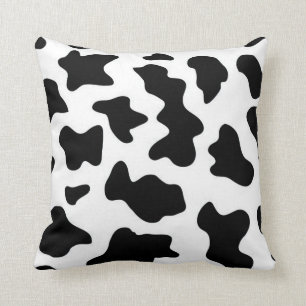 Black and White Cow Print Throw Pillow