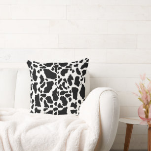 Black and White Cow Print Throw Pillow