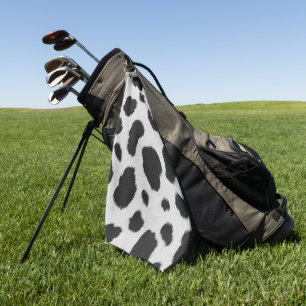 Black and white cow spots pattern faux fur texture golf towel
