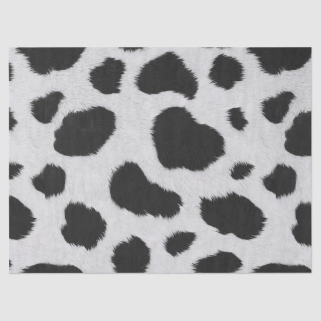 Black and white cow spots pattern faux fur texture tissue paper (Front)