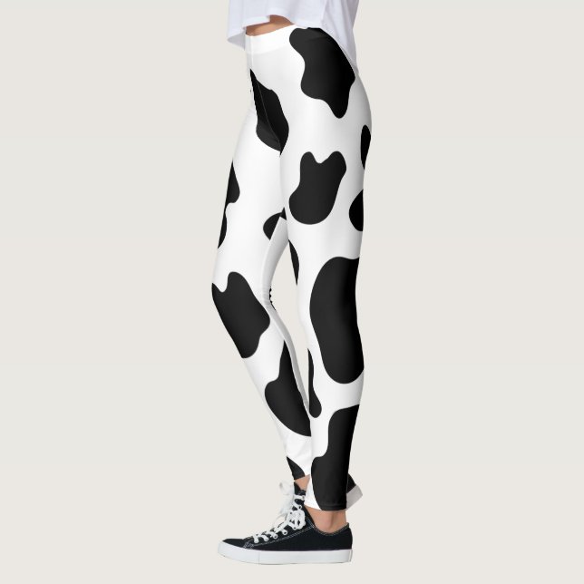 Black and white cow spots print pattern leggings (Left)