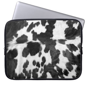 Black and White Cowhide Country Western Laptop Sleeve