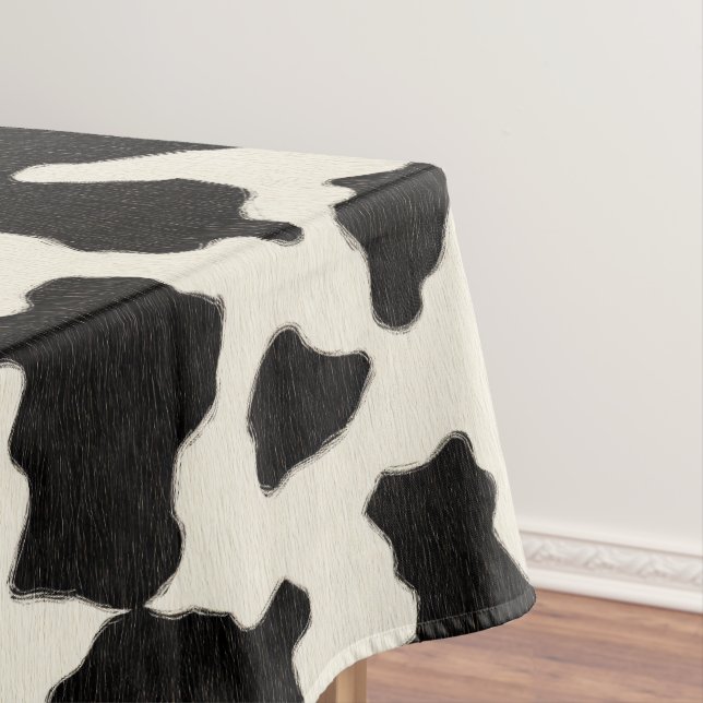 Black and White Cowhide Pattern  Tablecloth (In Situ)