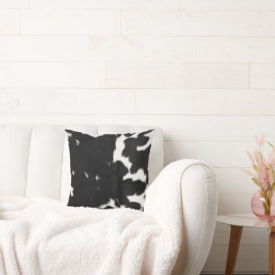 Black and White Cowhide Print, Farmhouse decor Throw Pillow