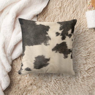 Black and White Cowhide Print, Farmhouse decor  Throw Pillow