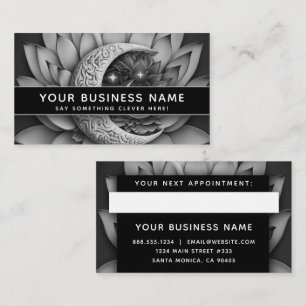 Black and White Crescent Moon Lunar Professional Appointment Card