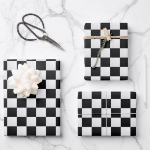 Black and White Crocodile Skin Print Chess Wrapping Paper Sheet