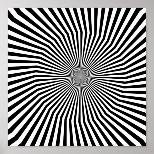 Black and White Crooked Optical Illusion Poster (Front)