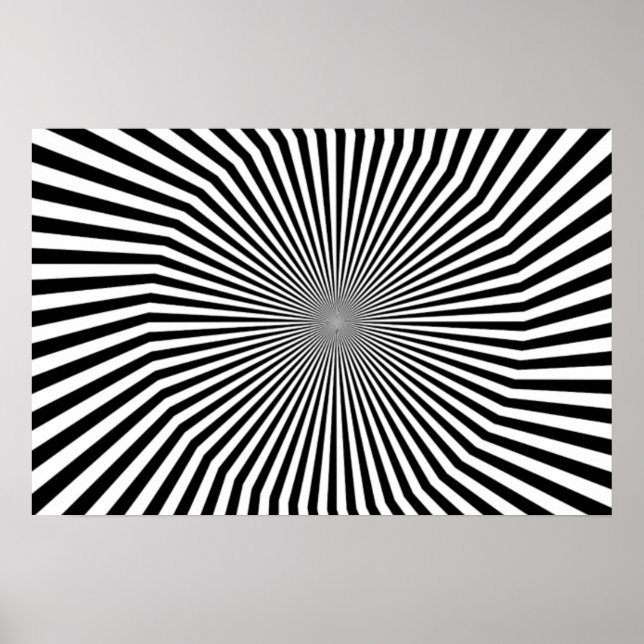 Black and White Crooked Optical Illusion Poster (Front)