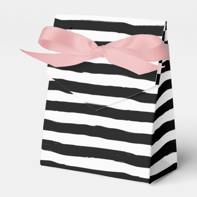 Black and White Crooked Stripe Pattern Favor Box (Front Side)