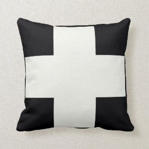 Black and White Cross Throw Pillow