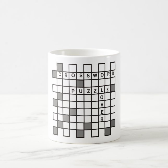 Black and White cross word puzzle Lover Coffee Mug (Center)