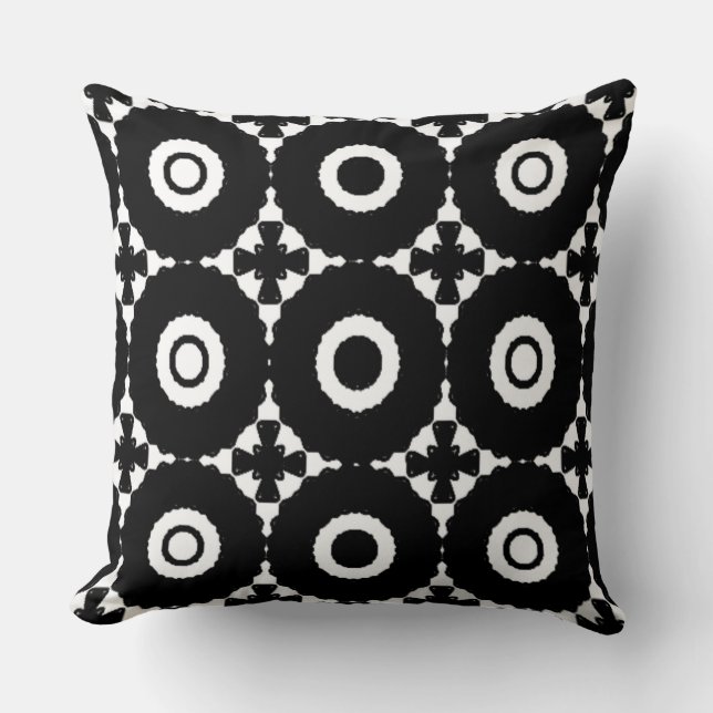 Black and White Crosses and Circles throw pillow (Front)