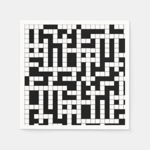 Black and White Crossword Paper Napkins