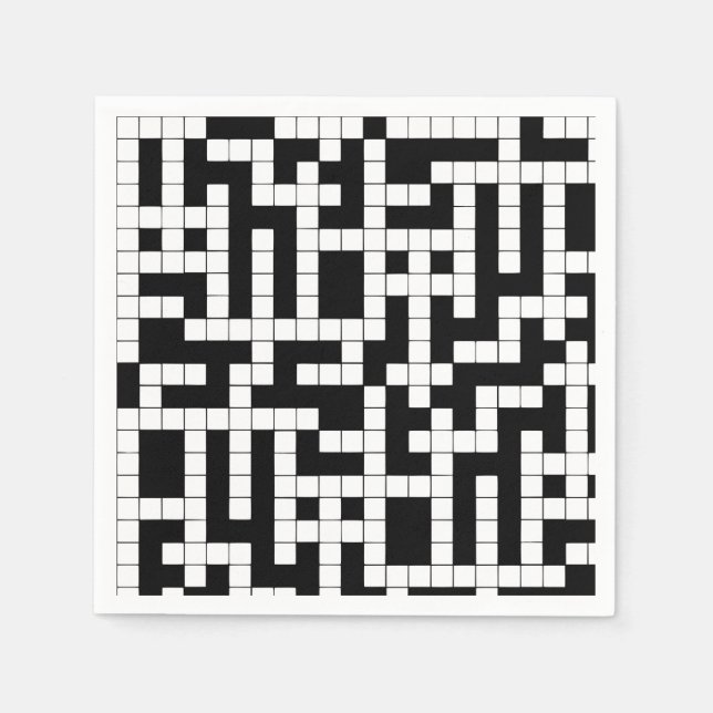 Black and White Crossword Paper Napkins (Front)