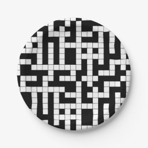 Black and White Crossword Paper Plates