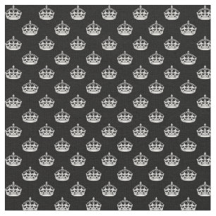 Black and White Crowns Fabric
