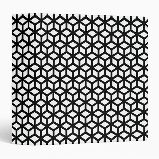Black And White Cube Pattern Binder (Front/Spine)