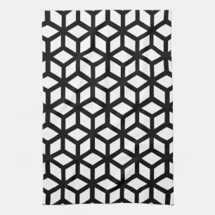 Black And White Cube Pattern Kitchen Towel