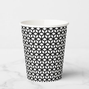Black And White Cube Pattern Paper Cups