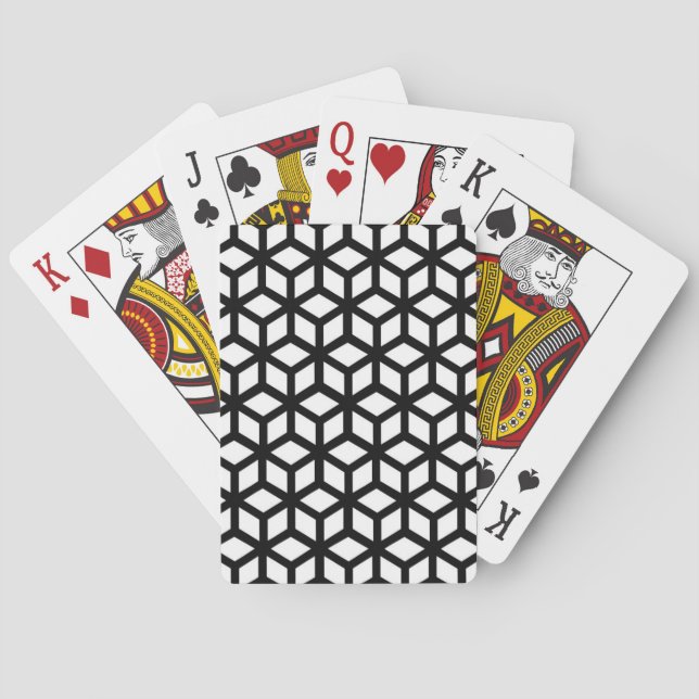 Black And White Cube Pattern Playing Cards (Back)