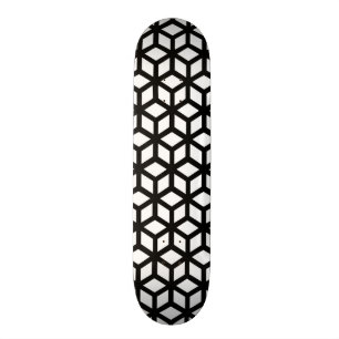 Black And White Cube Pattern Skateboard