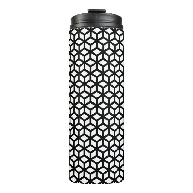 Black And White Cube Pattern Thermal Tumbler (Front)
