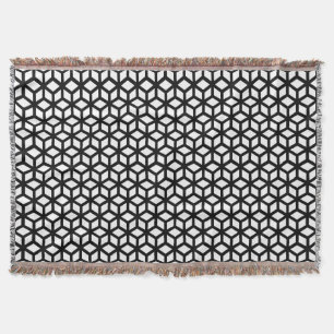 Black And White Cube Pattern Throw Blanket