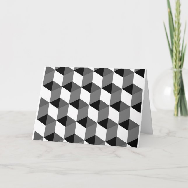Black and White Cubes Optical Illusion Impossible Card (Front)