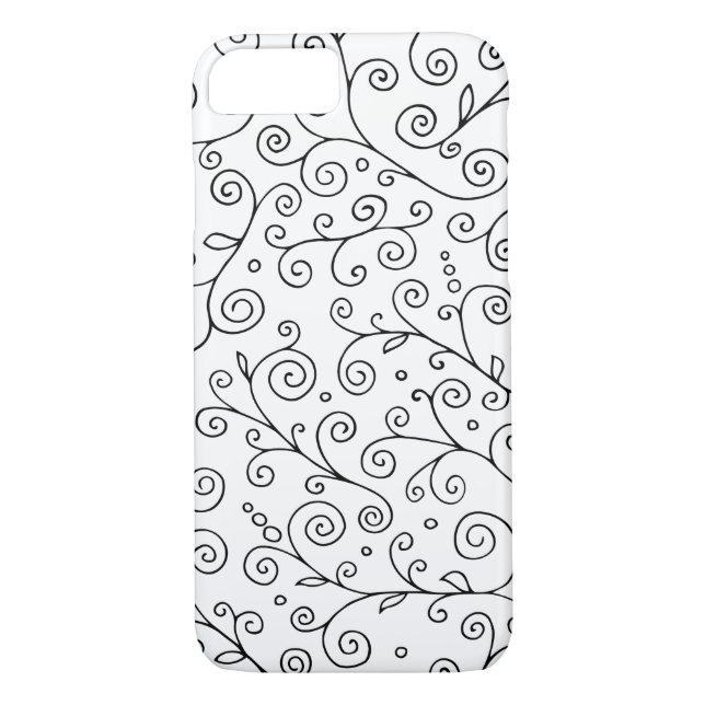 Black and White Curling Vines Floral Case-Mate iPhone Case (Back)