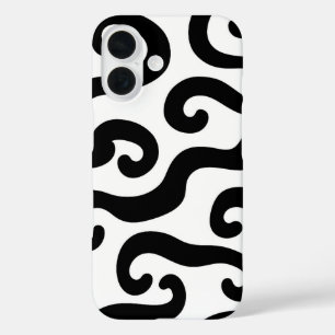 Black And White curved lines iPhone 16 Case