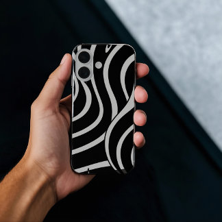 Black And White curved lines Case-Mate iPhone Case