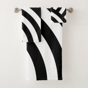 Black and White curves Bath Towel Set