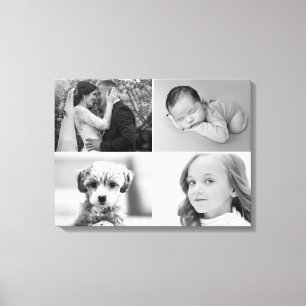 Black and White Custom 4 Photos grid Canvas Print