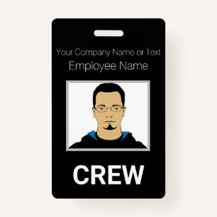 Black and White Custom Crew Photo ID Badge