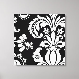 Black and White Custom Damask Canvas Print