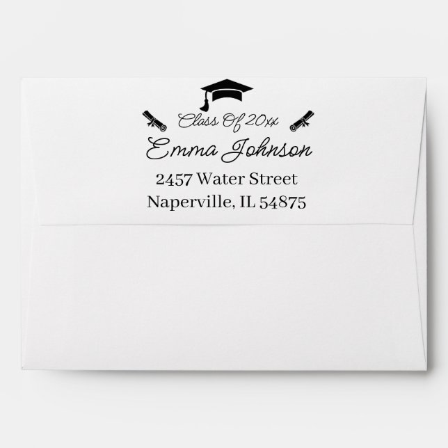 Black And White Custom Graduation Envelope (Back (Top Flap))