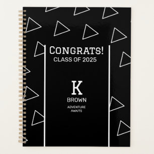 Black and White Custom Graduation Monogram Planner