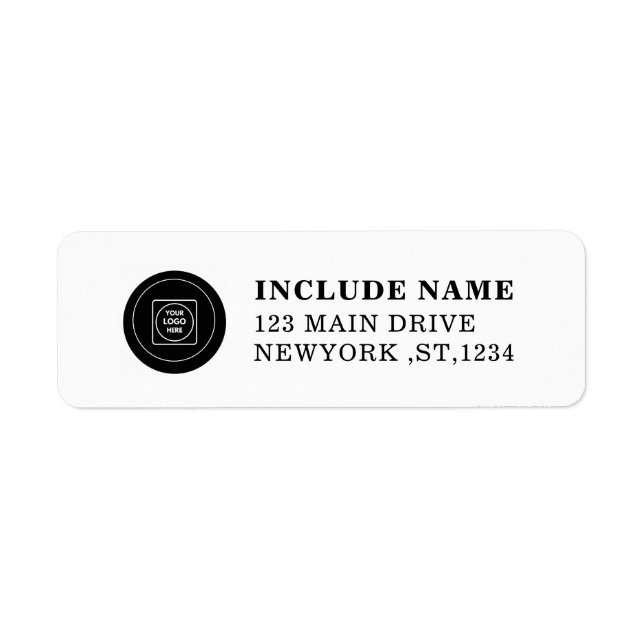 Black and White Custom Logo Address Labels (Front)