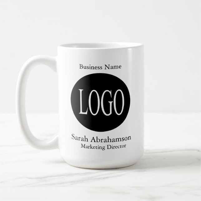 Black and White Custom Logo Coffee Mug Mugs (Left)