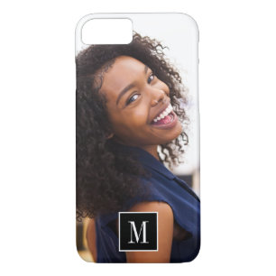 Black and White Custom Monogram 1 Photo Collage Case-Mate iPhone Case