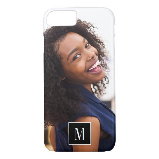 Black and White Custom Monogram 1 Photo Collage Case-Mate iPhone Case (Back)