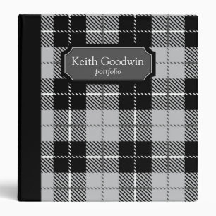 Black and White Custom Name/Monogram Plaid Binder