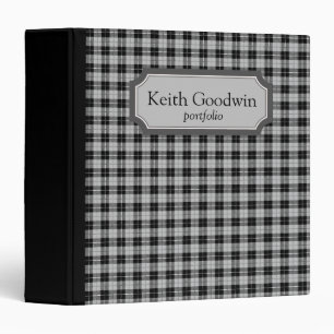 Black and White Custom Name/Monogram Plaid binders