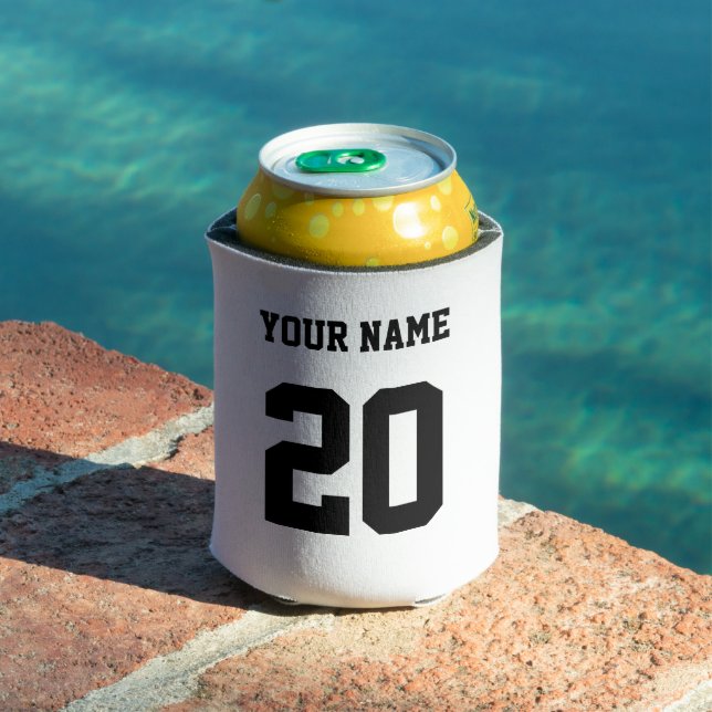Black and White Custom Number and Name Can Cooler (In Situ Pool)