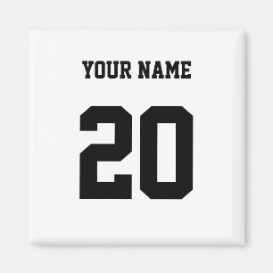 Black and White Custom Number and Name Magnet