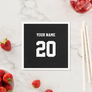 Black and White Custom Number and Name Napkin