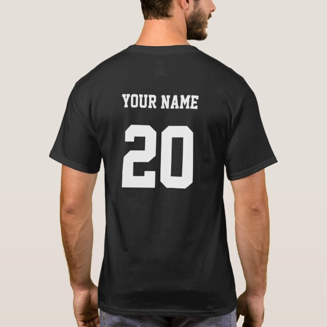Black and White Custom Number and Name T-Shirt (Back)